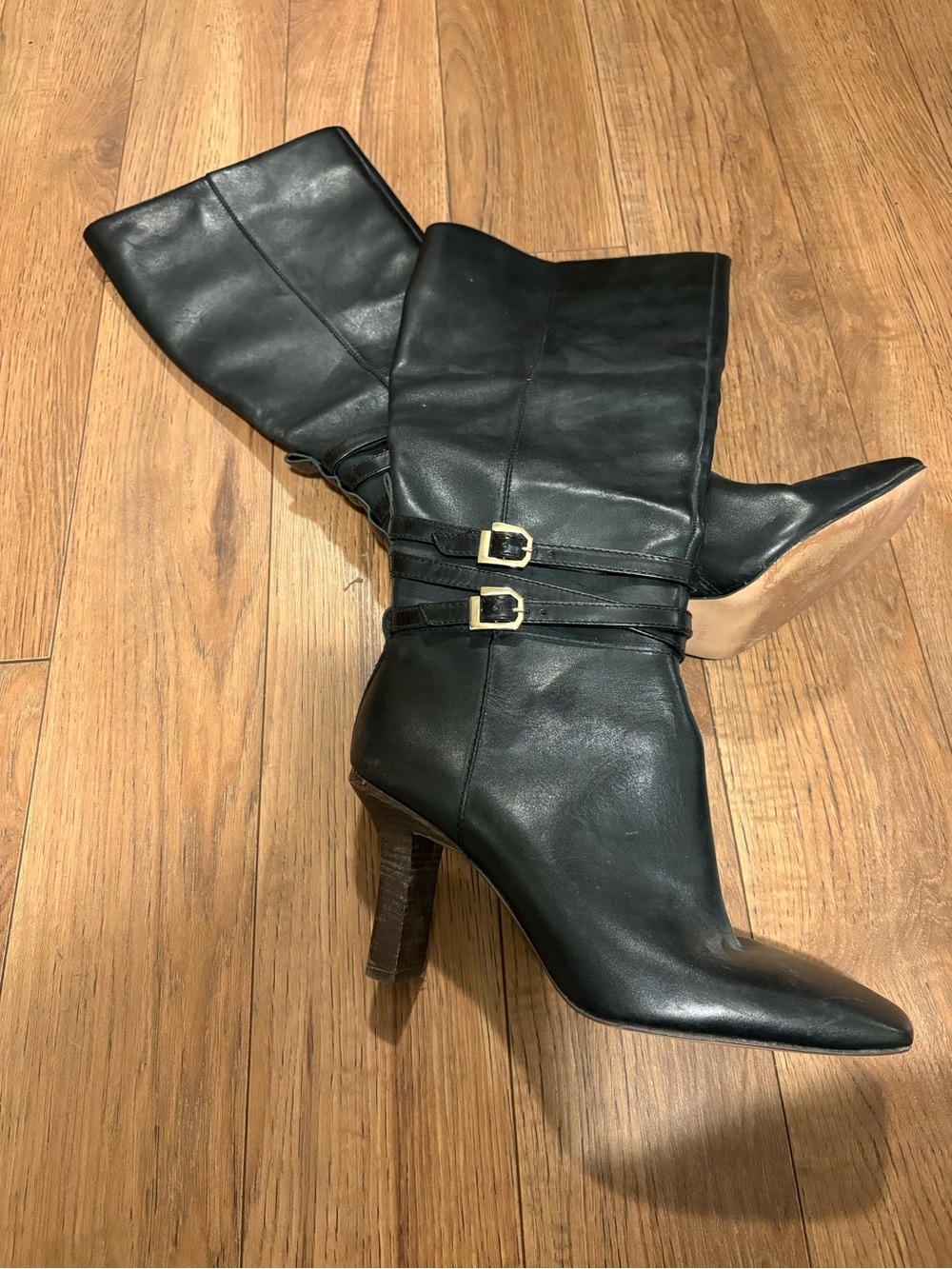Louise et Cie Yancey Black Leather Mid-Calf Heeled Boots size 11